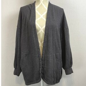 XIRENA Charcoal Gray Open Front Dani Cardigan Cotton Fleece Loose Fit Women M